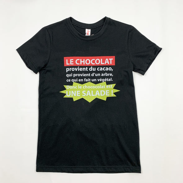 TSCHOSALA-BK T-SHIRT HUMORISTIQUE CHOCOLAT EST UNE SALADE ARSENO LA MAISON DU BLEUET