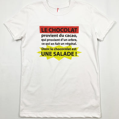 TSCHOSALA-BK T-SHIRT HUMORISTIQUE CHOCOLAT EST UNE SALADE ARSENO LA MAISON DU BLEUET