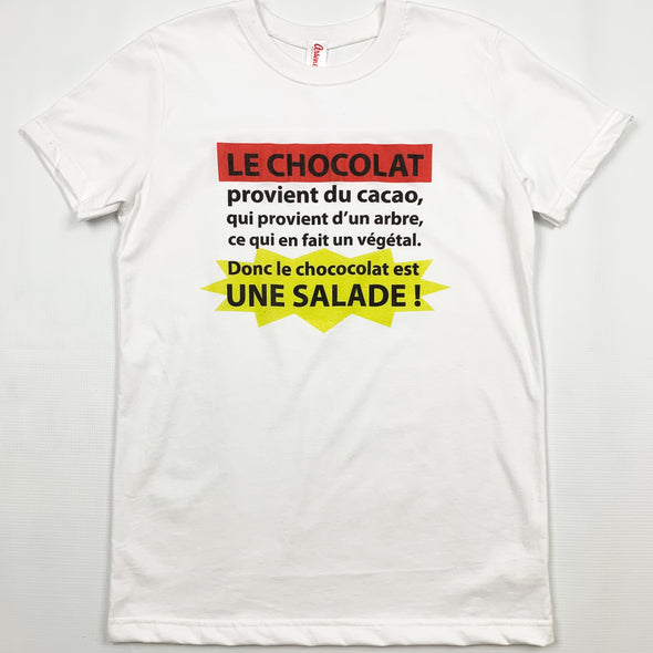 TSCHOSALA-WH-T-SHIRT HUMORISTIQUE CHOCOLAT EST UNE SALADE ARSENO LA MAISON DU BLEUET