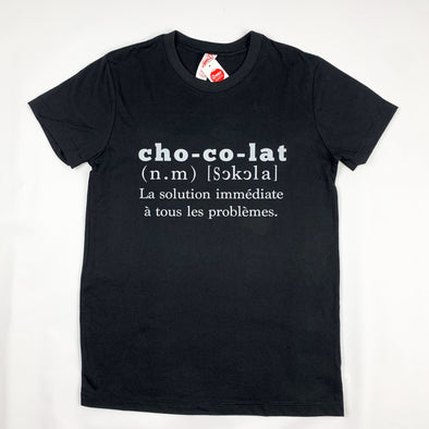 TSDEFCHO-BK T-SHIRT HUMORISTIQUE DEFINITION DU CHOCOLAT ARSENO LA MAISON DU BLEUET