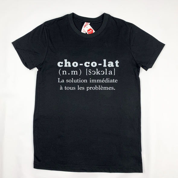 TSDEFCHO-BK T-SHIRT HUMORISTIQUE DEFINITION DU CHOCOLAT ARSENO LA MAISON DU BLEUET