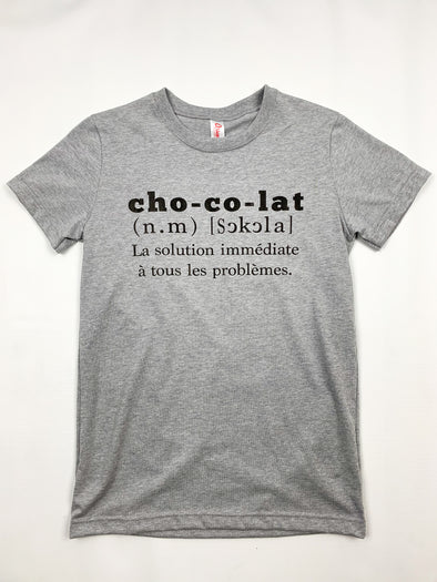 TSDEFCHO-BK T-SHIRT HUMORISTIQUE DEFINITION DU CHOCOLAT ARSENO LA MAISON DU BLEUET