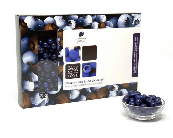 Perles bleuets sauvages enrobés de chocolat noir 70%